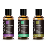 Coffret 3 huiles essentielles Lavande, Gingembre, Menthe poivrée MAYJAM 10ml 30ml