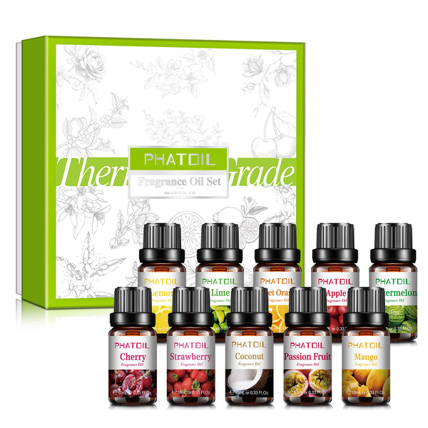 Coffret d'huiles essentielles   Fraise ,Mangue, Pastèque ,Fruit de la passion ,Noix de coco ,PHATOIL 5ml